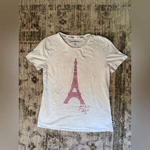 Vintage White Eiffel Tower Graphic T-Shirt by Karl Lagerfeld
